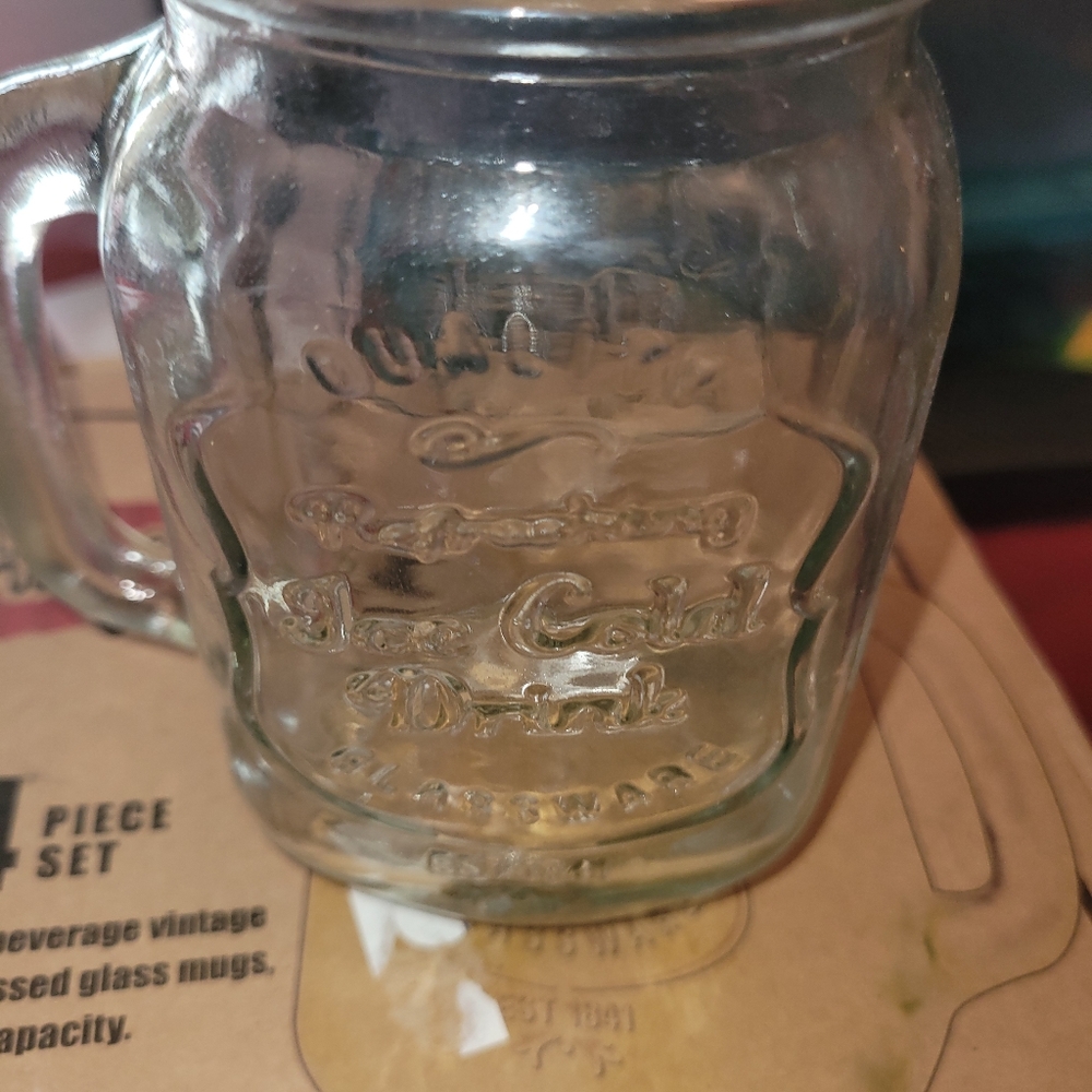 Vintage embossed glass mugs